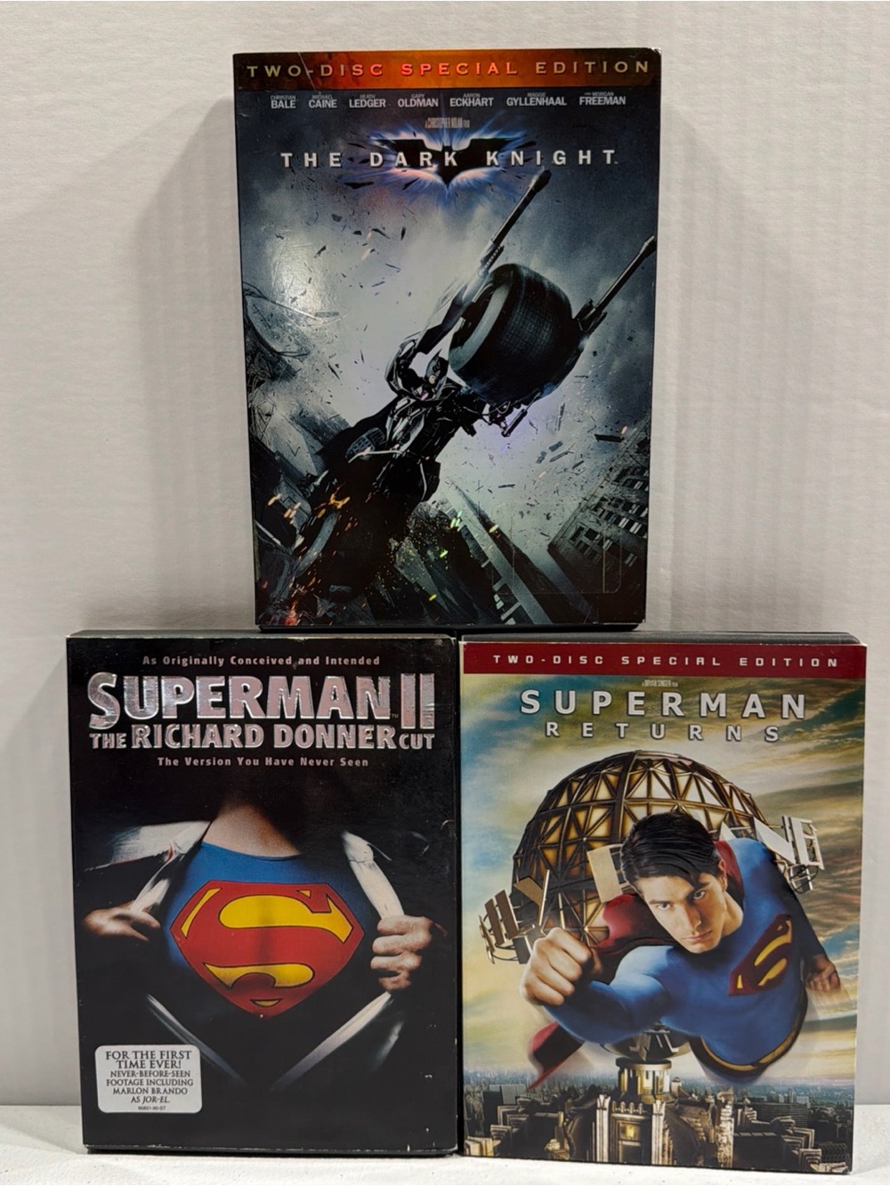Super Hero DVD Lot Of 3 Including Superman II,  Superman Returns & Dark Knight